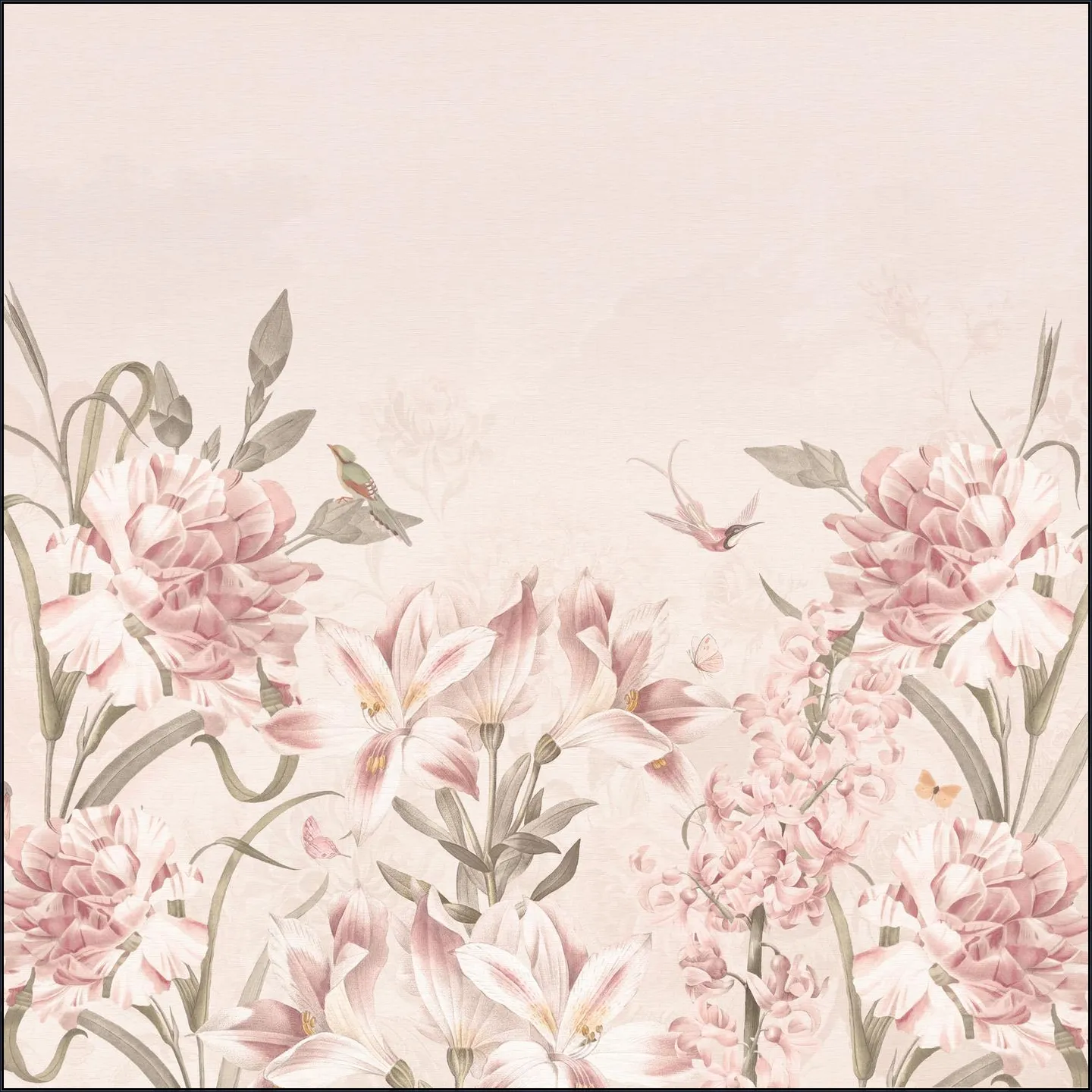 Vintage Spring Flowersand Birds