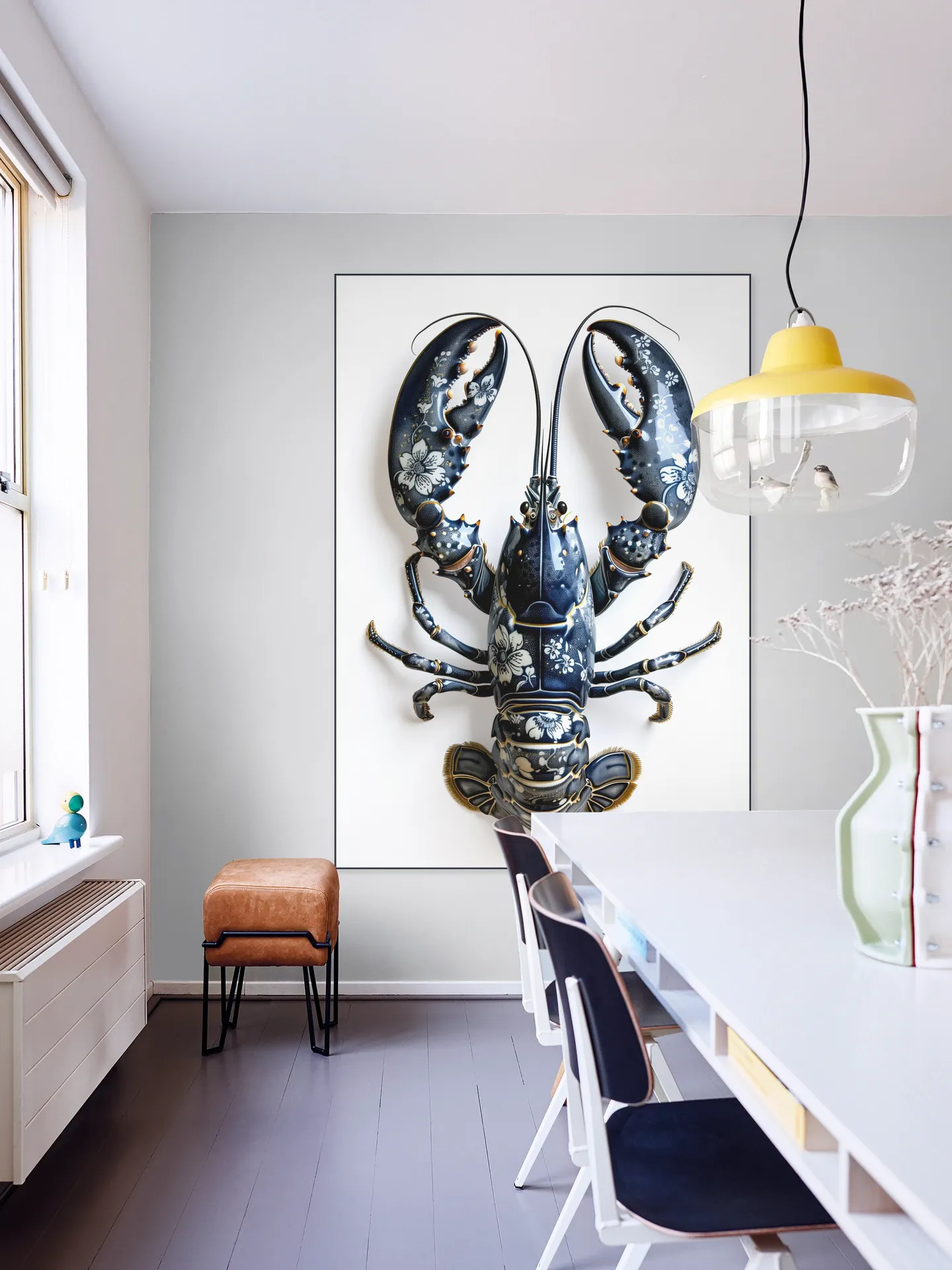 Lobster in Delft Blue Floral Porcelain Style