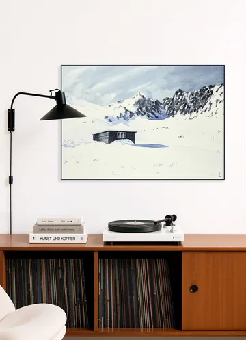 Wooden Cabin with Snow