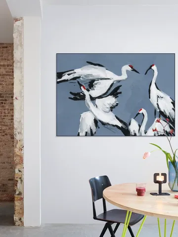 Cranes on Dutch Blue