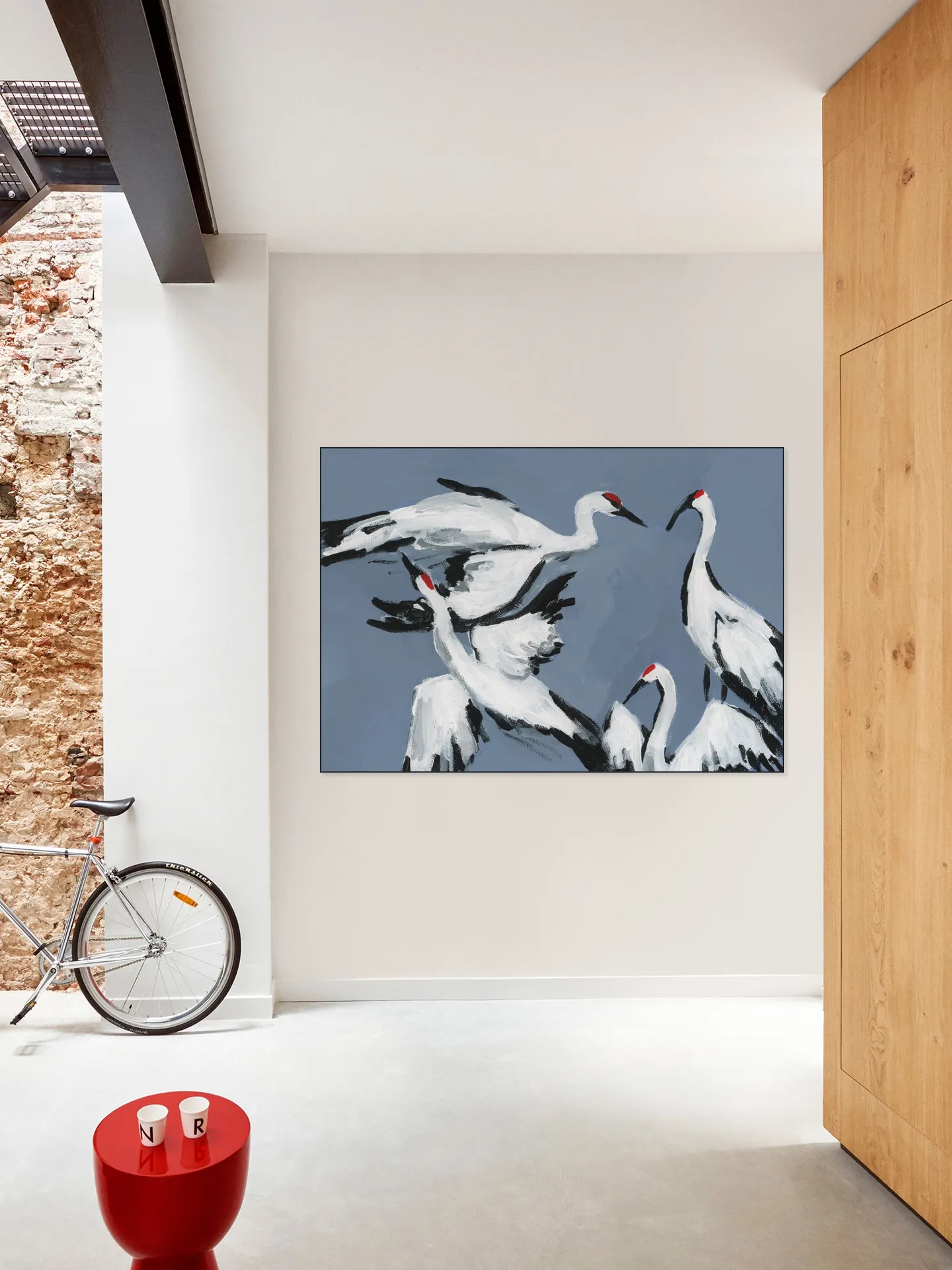 Cranes on Dutch Blue