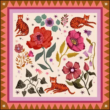 Tiger cat poppy field