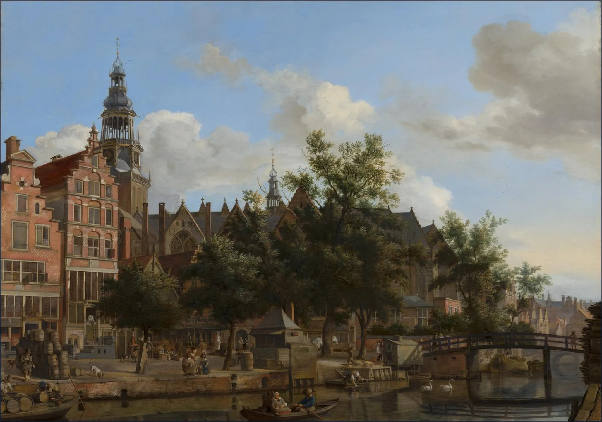 View of Oudezijds Voorburgwal with the Oude Kerk in Amsterdam