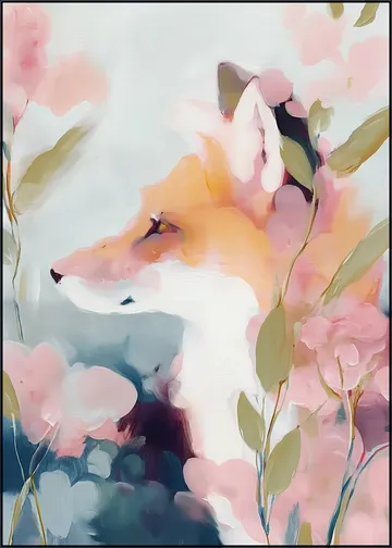 Dreamy Fox Portrait With Flowers