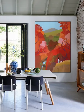Autumn leaves and waterfalls