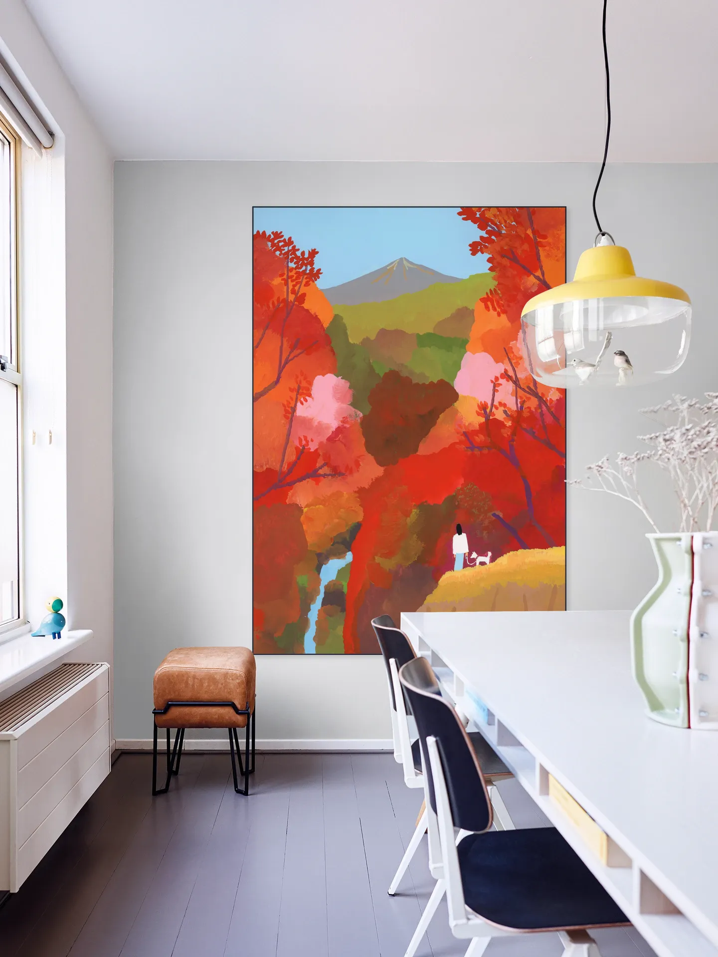 Autumn leaves and waterfalls
