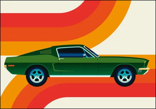 Green Vintage Sports Car with Stripes