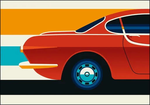 Red Vintage Sports Car Back