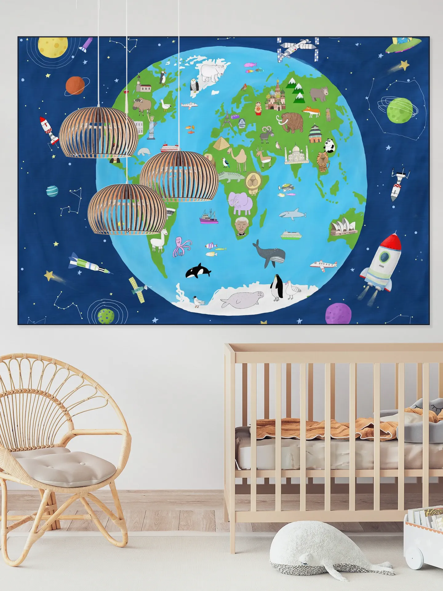 Illustrated Map of the World from Space
