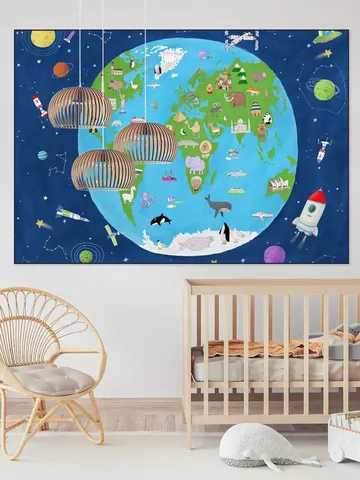 Illustrated Map of the World from Space
