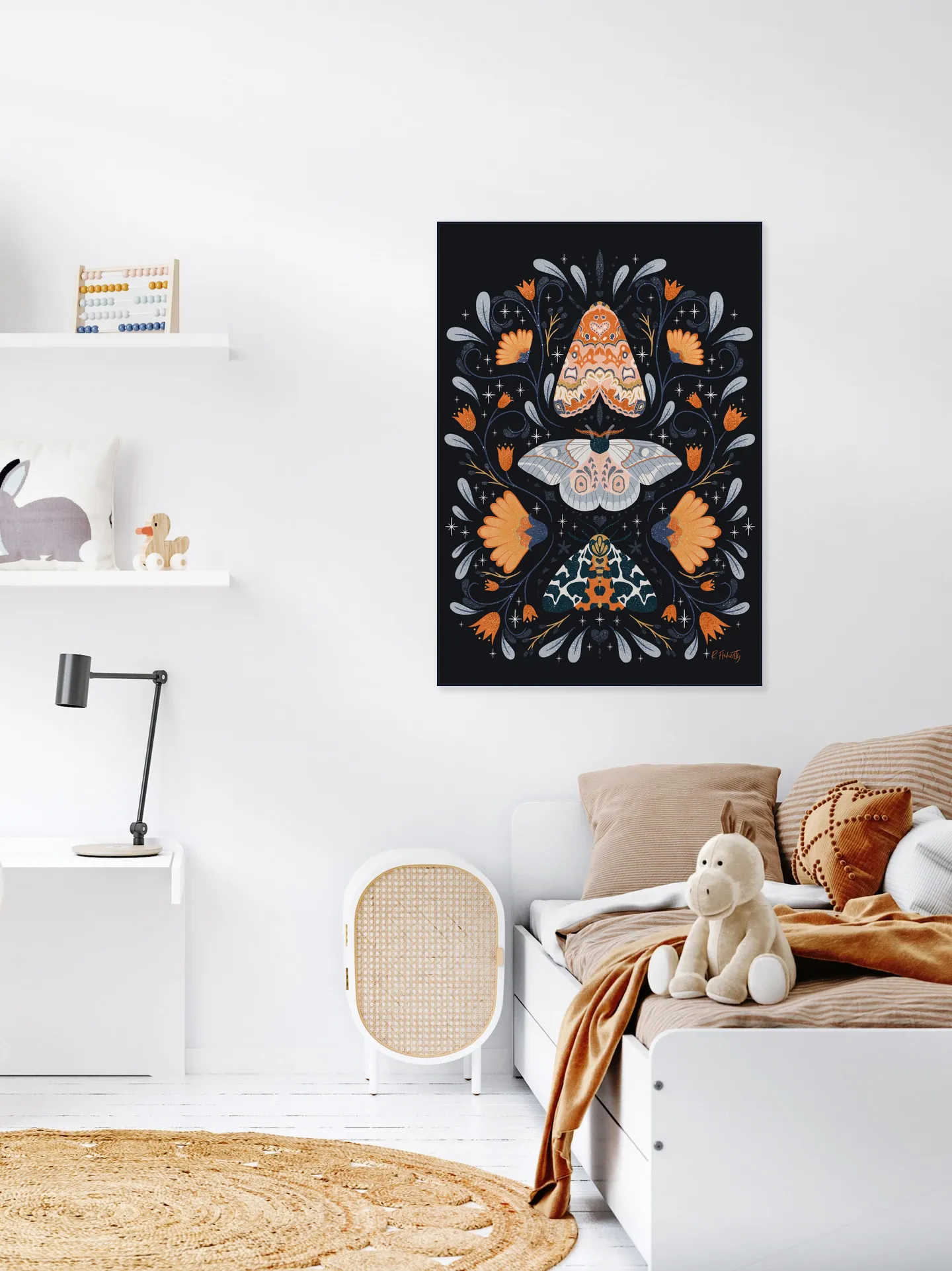 Floral Moths Black