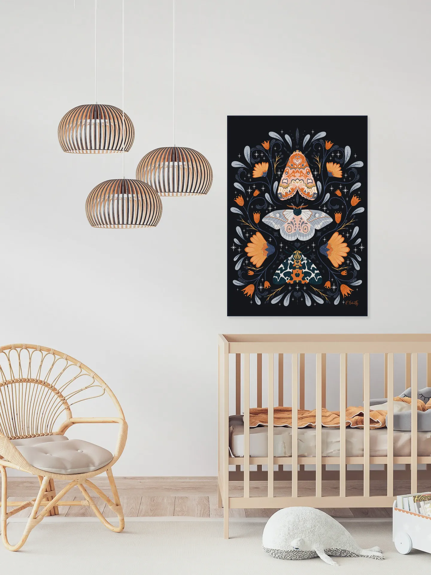 Floral Moths Black
