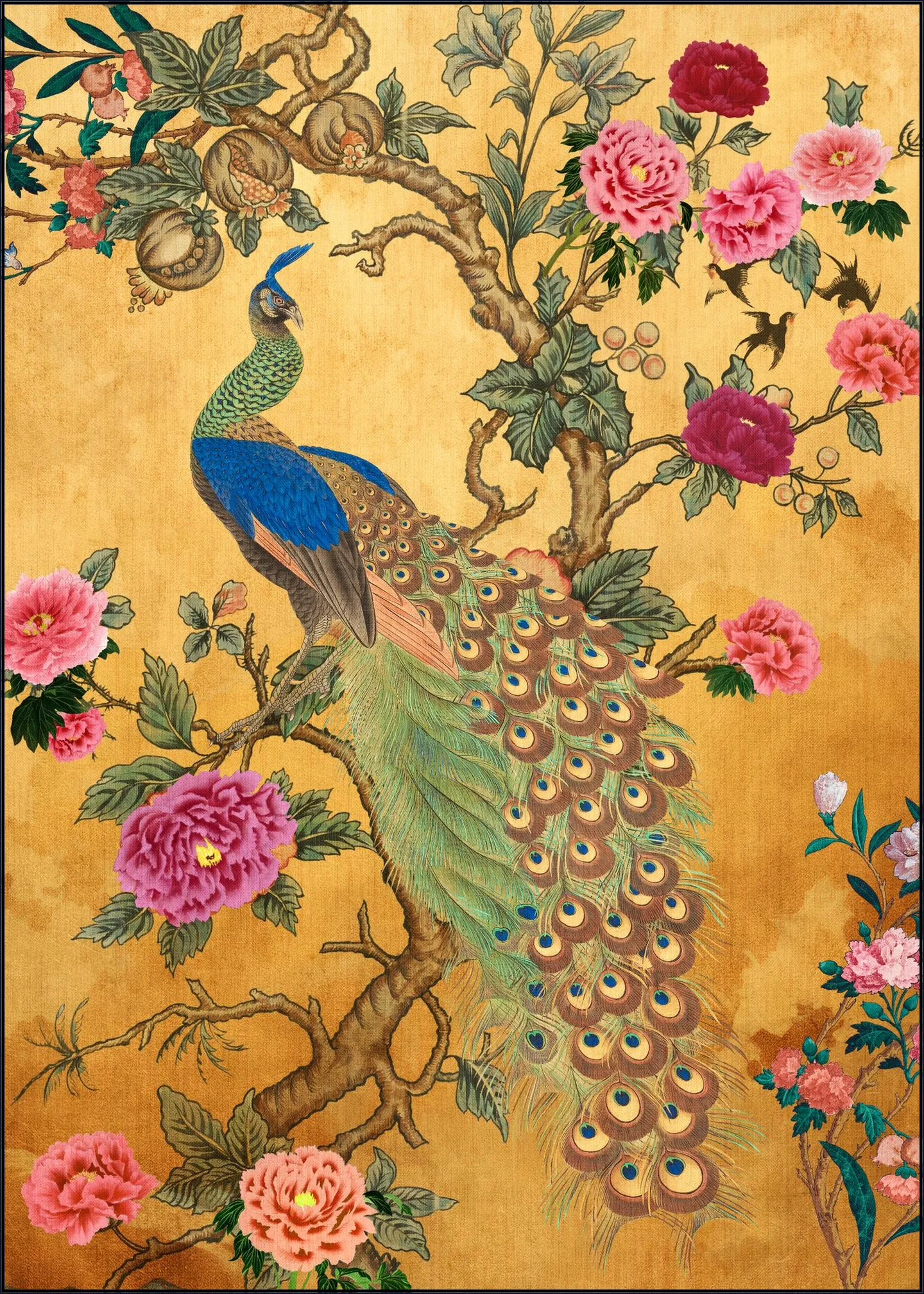 Japanese Peacock and Cherry Blossom