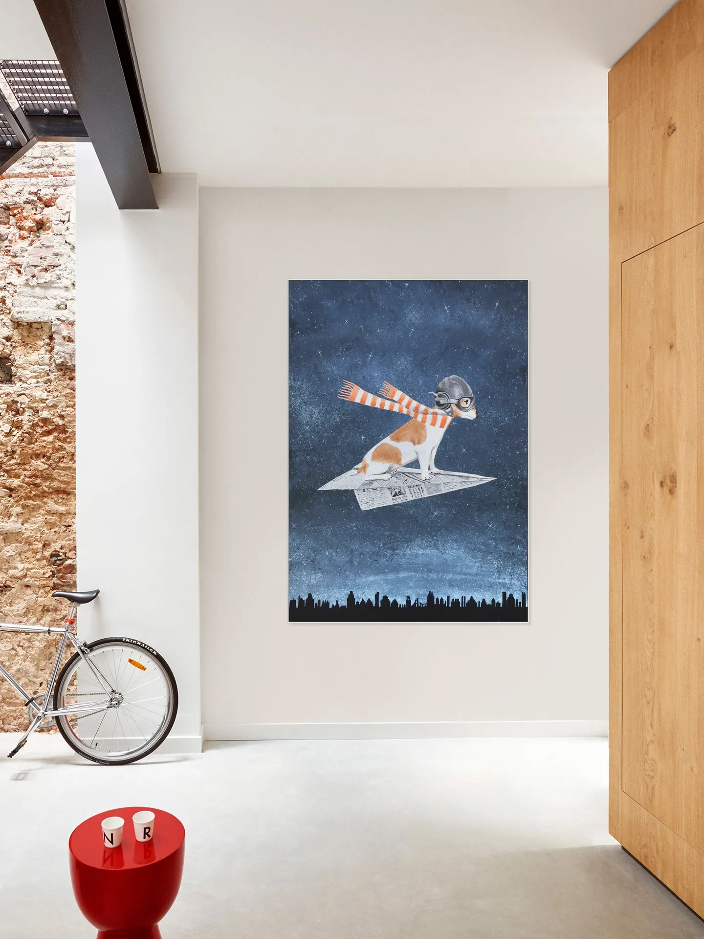 Jack Russell on paper plane