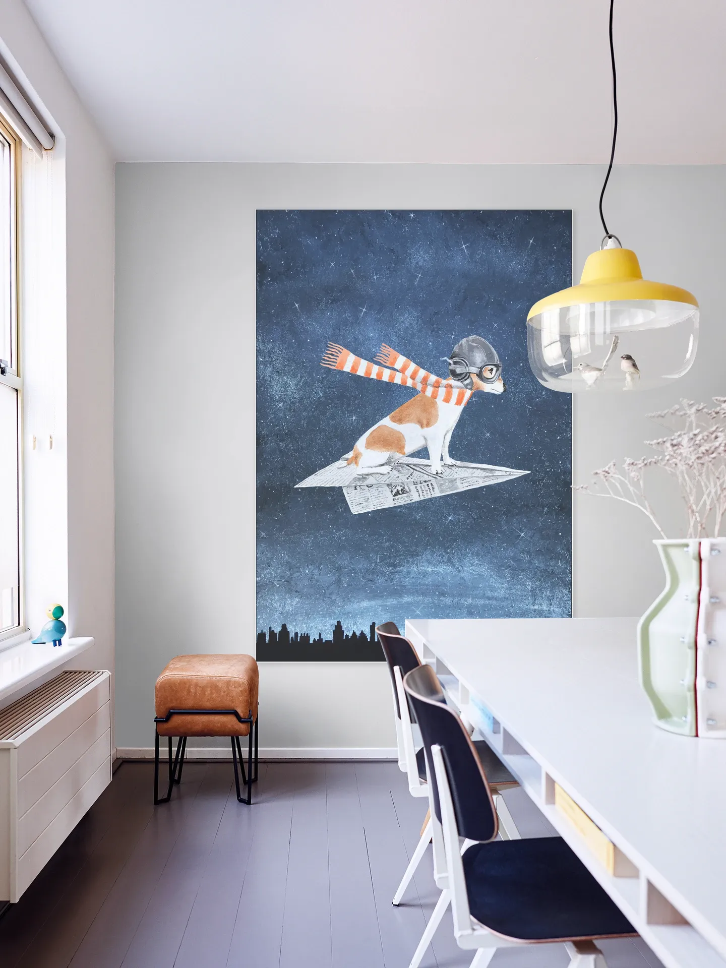 Jack Russell on paper plane