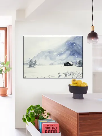 Snowfall at the Remote Wooden Cabin