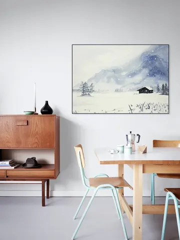 Snowfall at the Remote Wooden Cabin