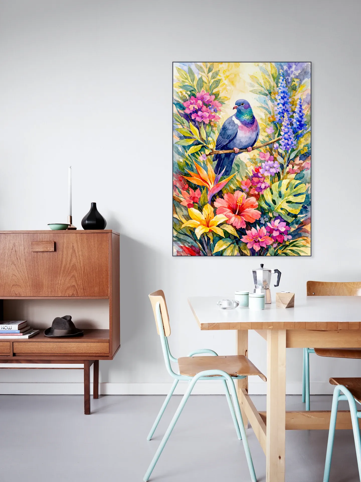 Dove Among Jungle Flowers