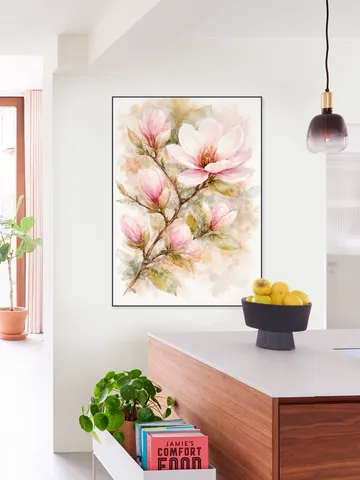 Magnolia Branch with Pink Blossoms