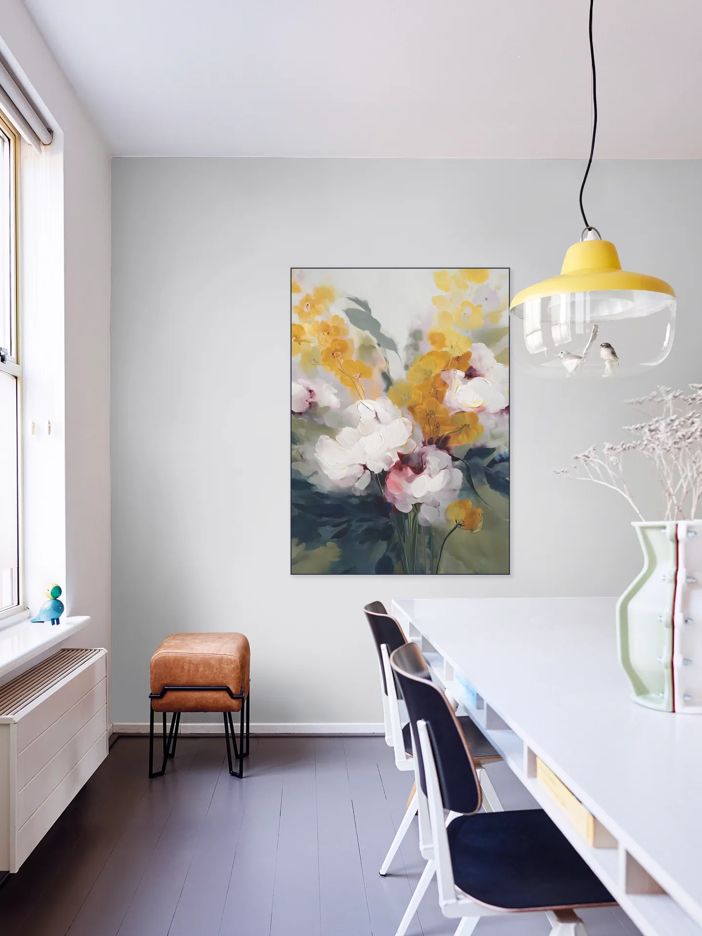 Cream Peonies And Golden Blossoms