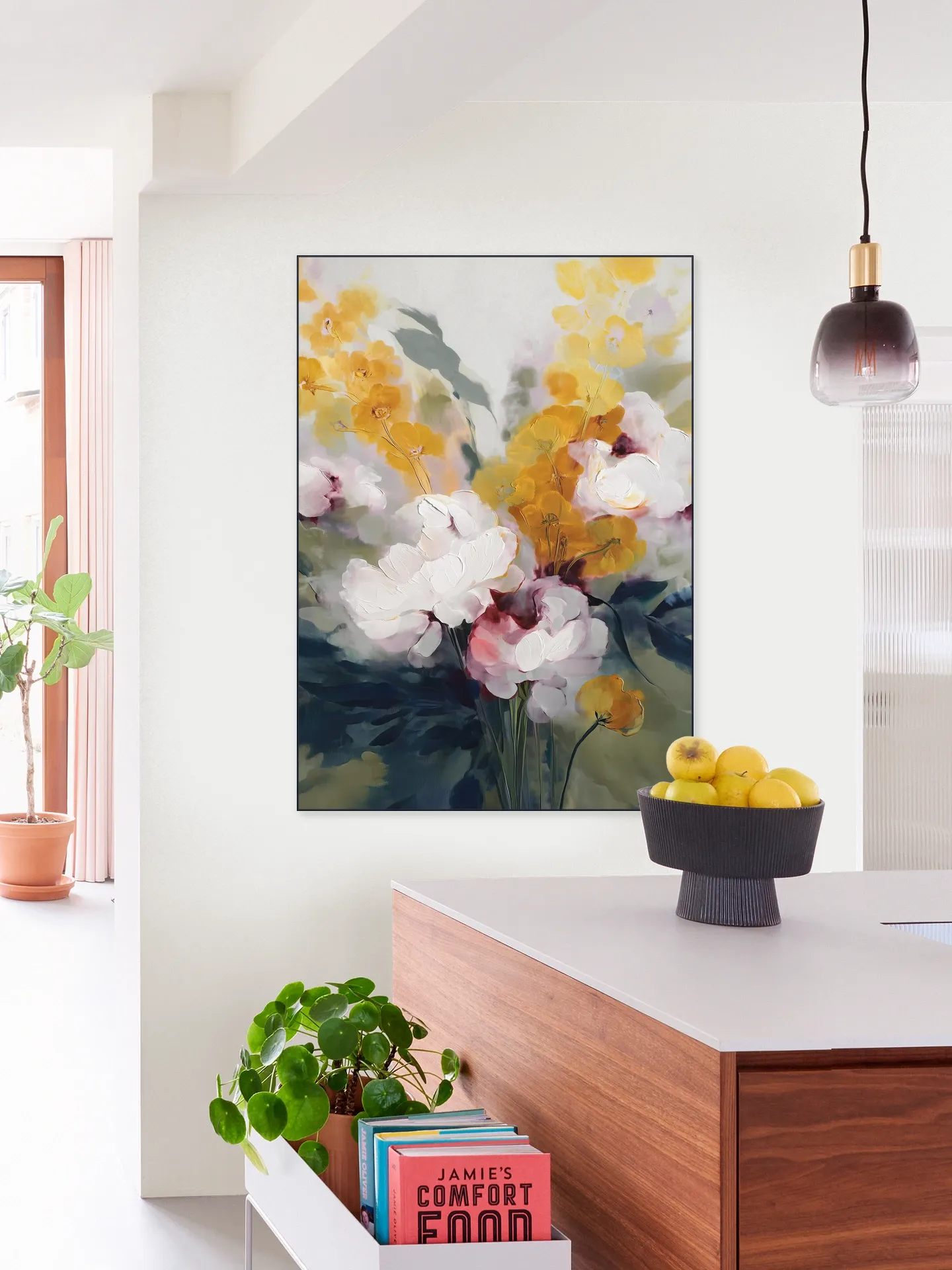 Cream Peonies And Golden Blossoms