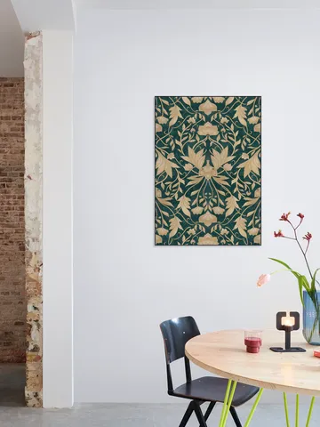 Morris Vintage Floral Damask Teal Gold