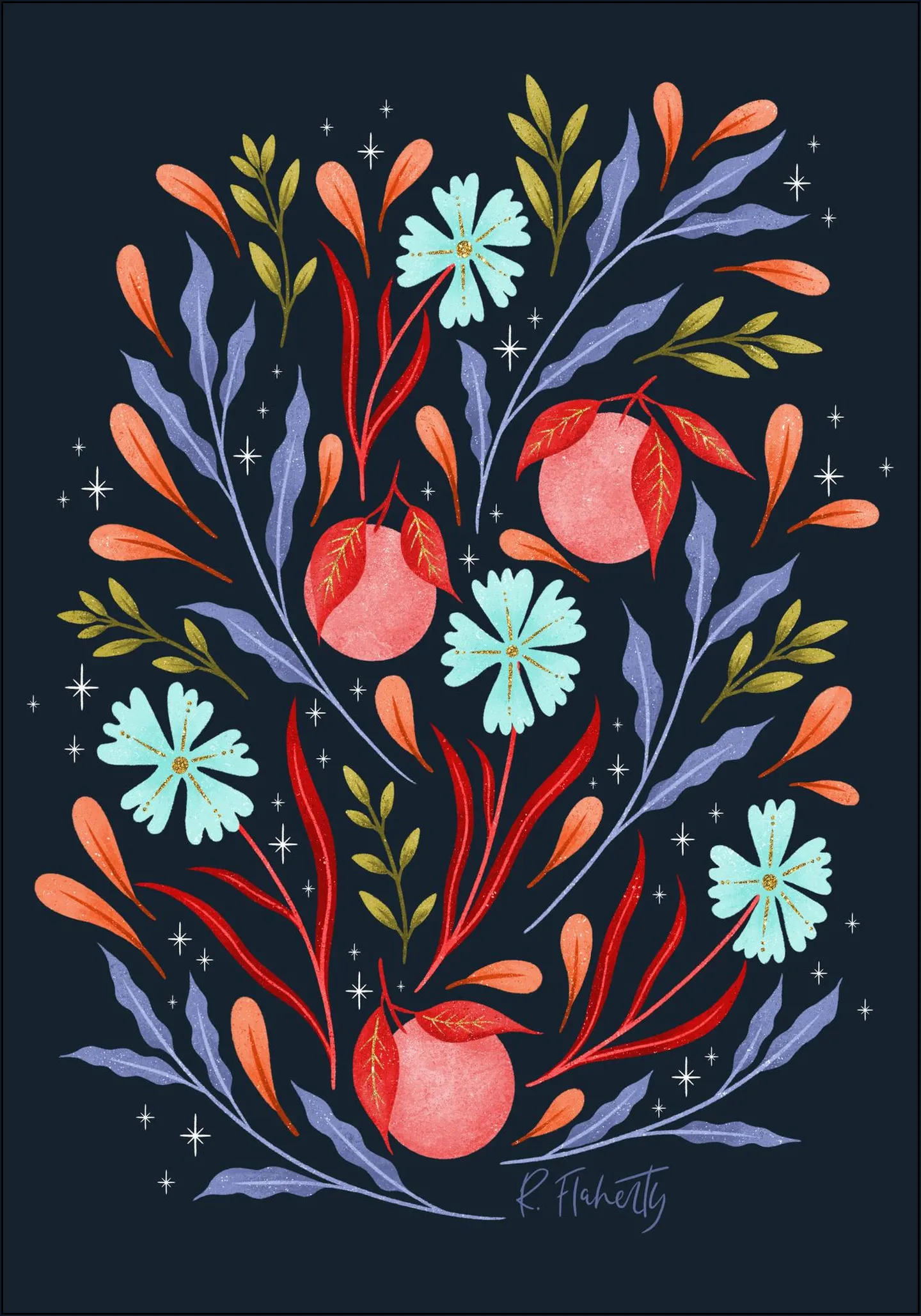 Wild Flowers and Oranges Coral