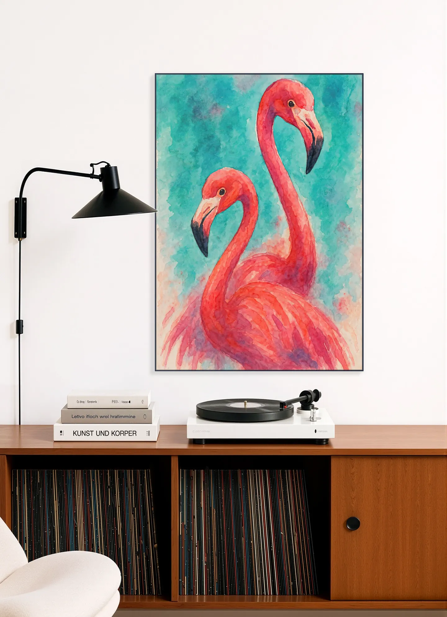 Two Exotic Pink Flamingos
