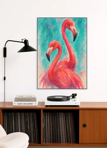 Two Exotic Pink Flamingos