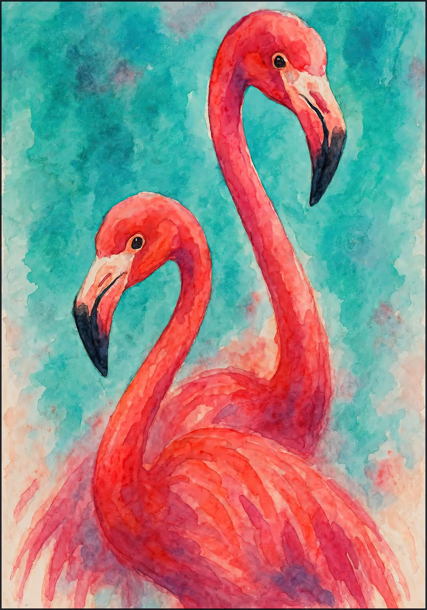 Two Exotic Pink Flamingos