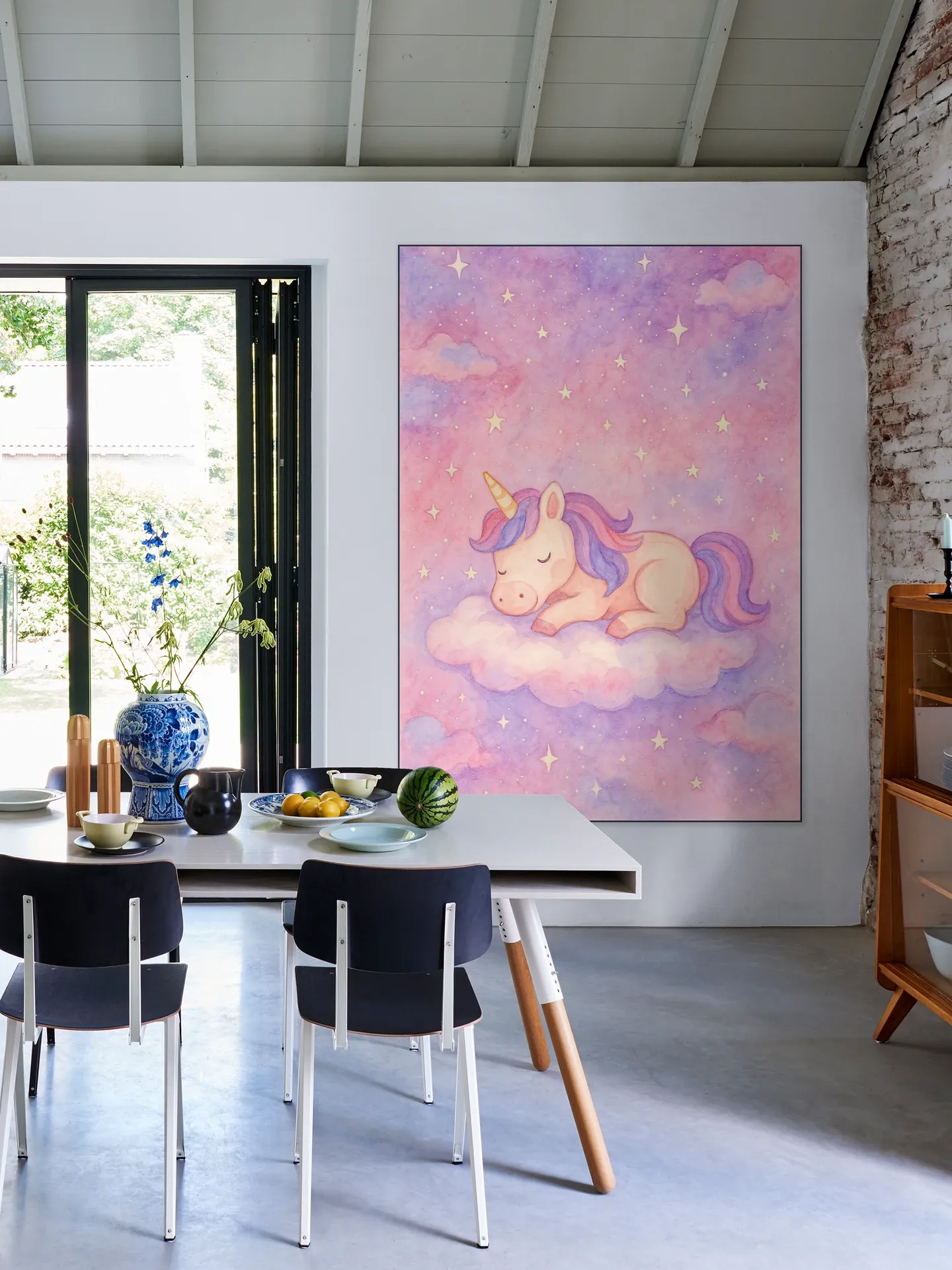 A Unicorn Dreaming on a Pink Cloud