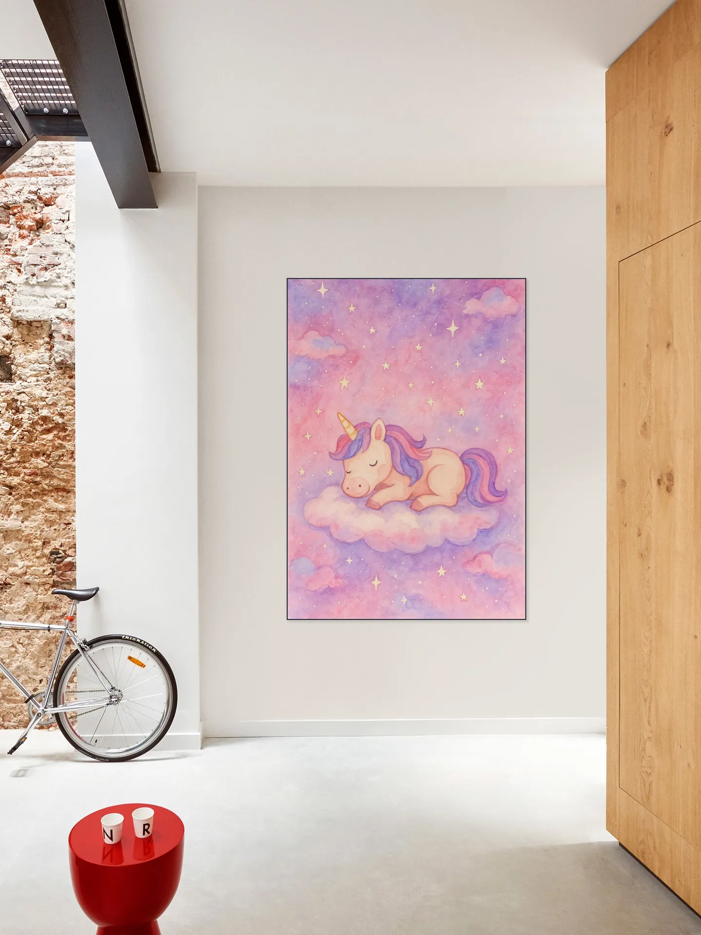 A Unicorn Dreaming on a Pink Cloud