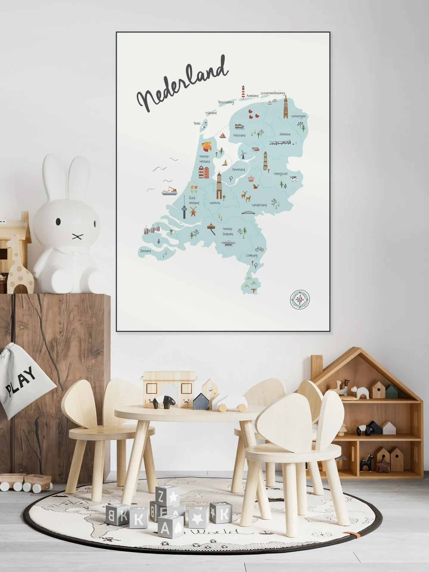 The Netherlands Kids Map blue