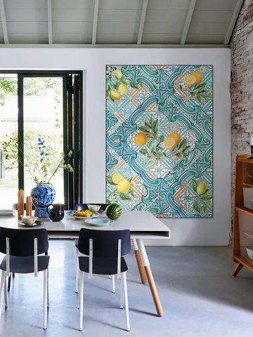 Mediterranean tiles and citrus fruit teal IIII
