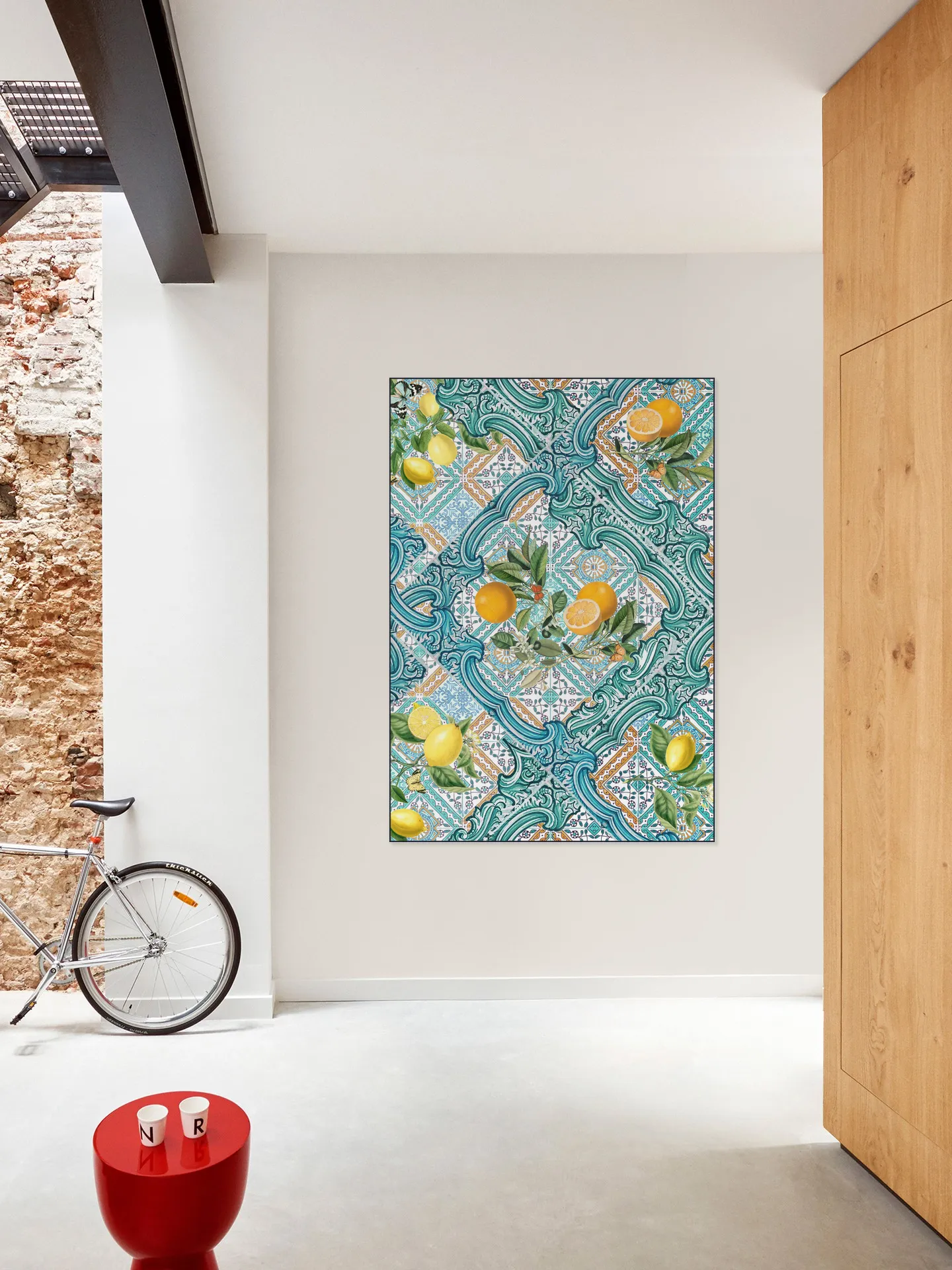 Mediterranean tiles and citrus fruit teal IIII
