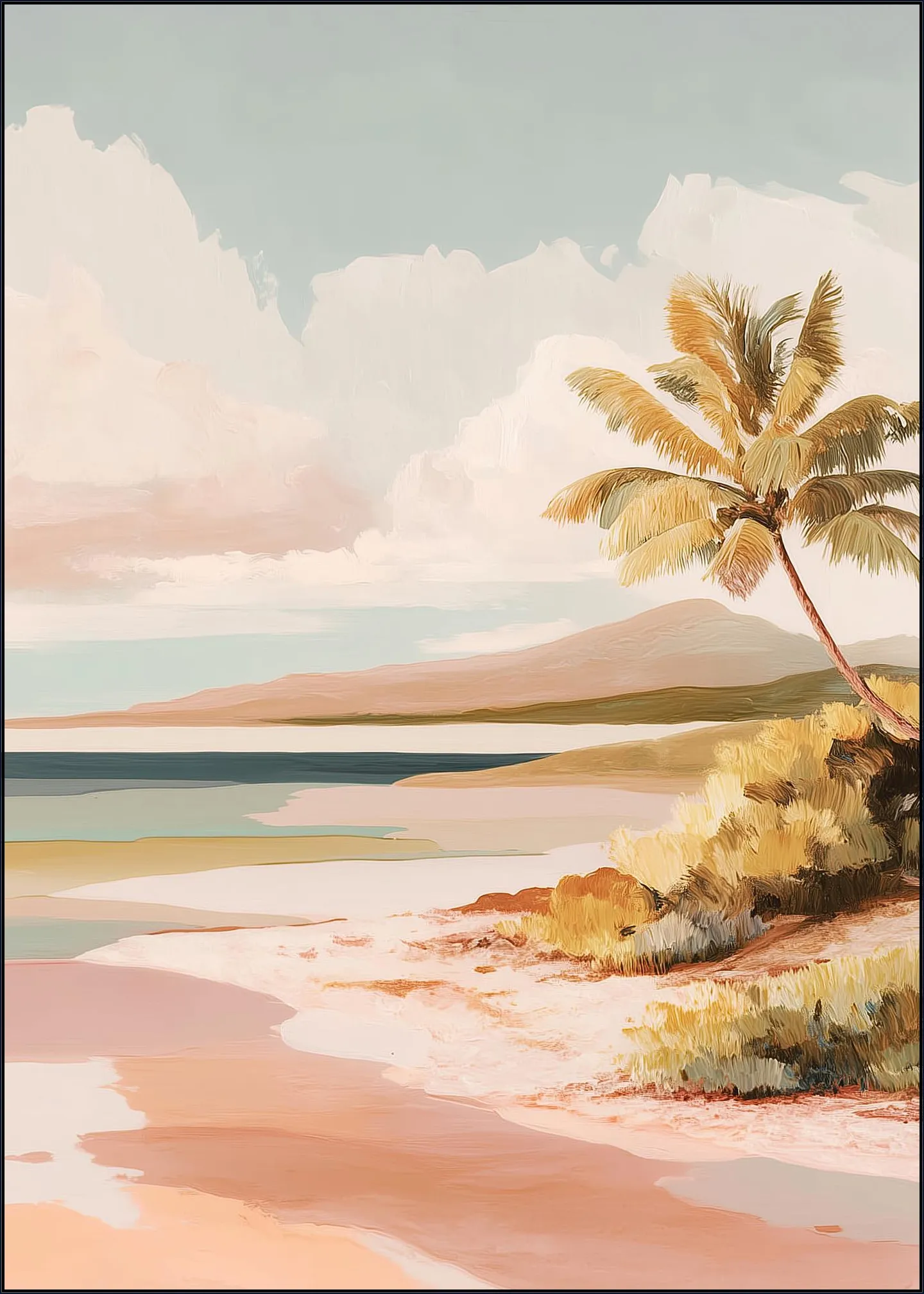 Pastel Tropical Lagoon Landscape