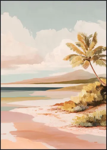 Pastel Tropical Lagoon Landscape