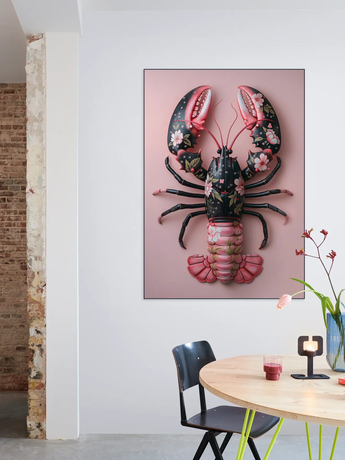 Pink Black Flower Lobster