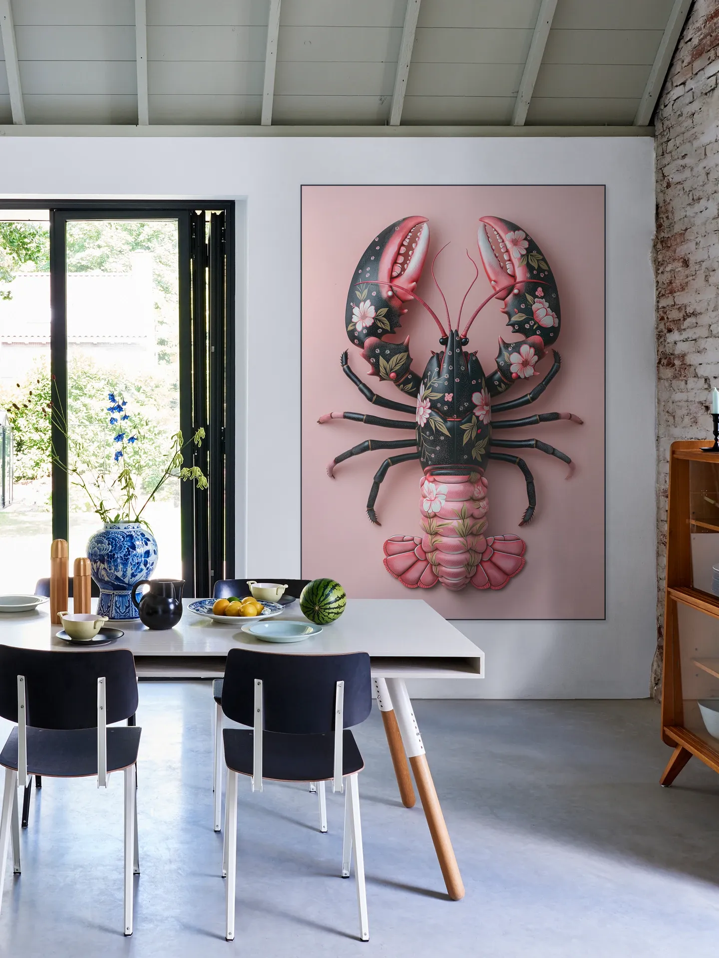 Pink Black Flower Lobster