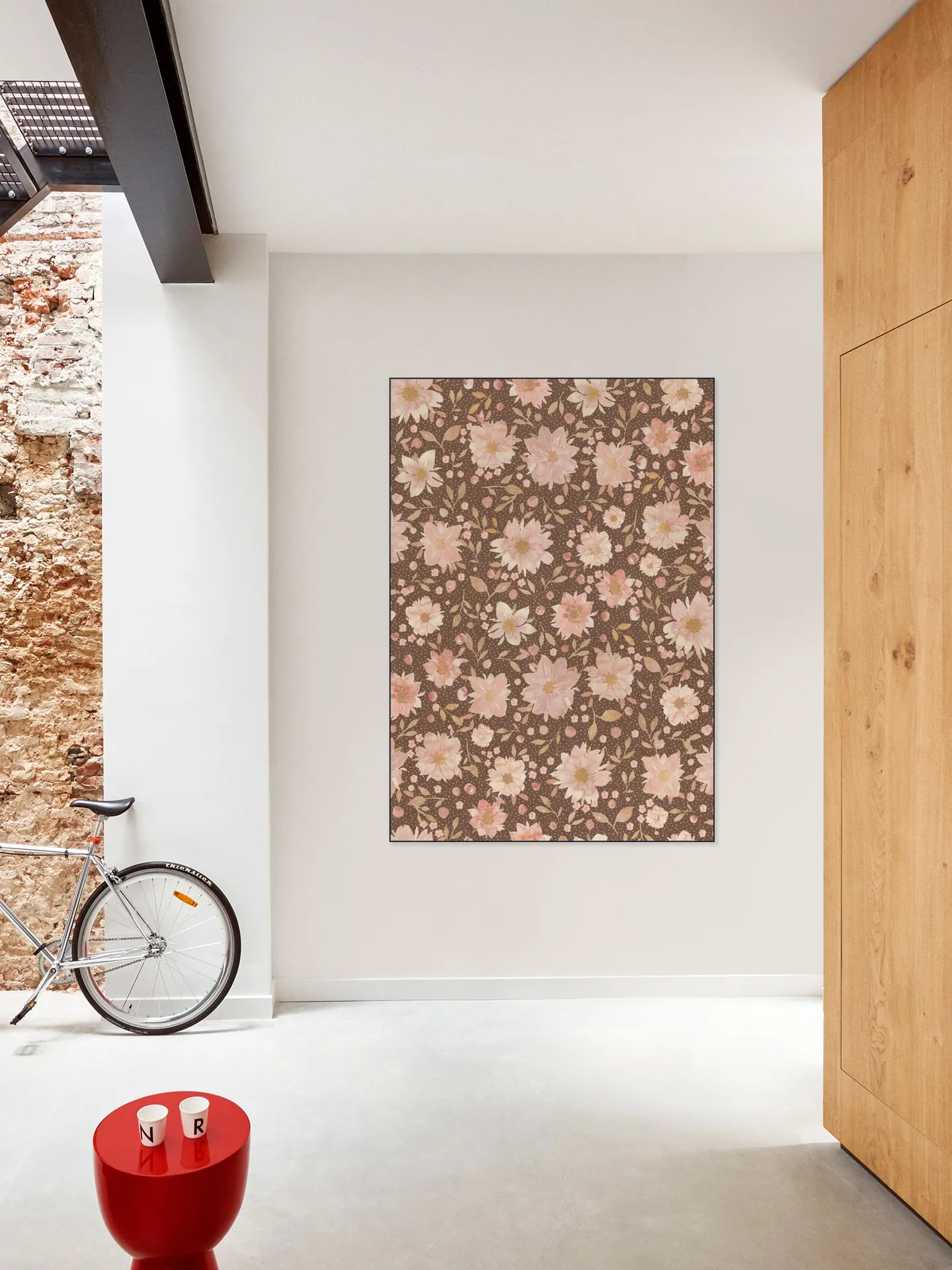 Boho Watercolour Flowers Retro Terracotta
