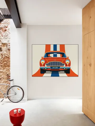 Red Vintage Sports Car with Stripes