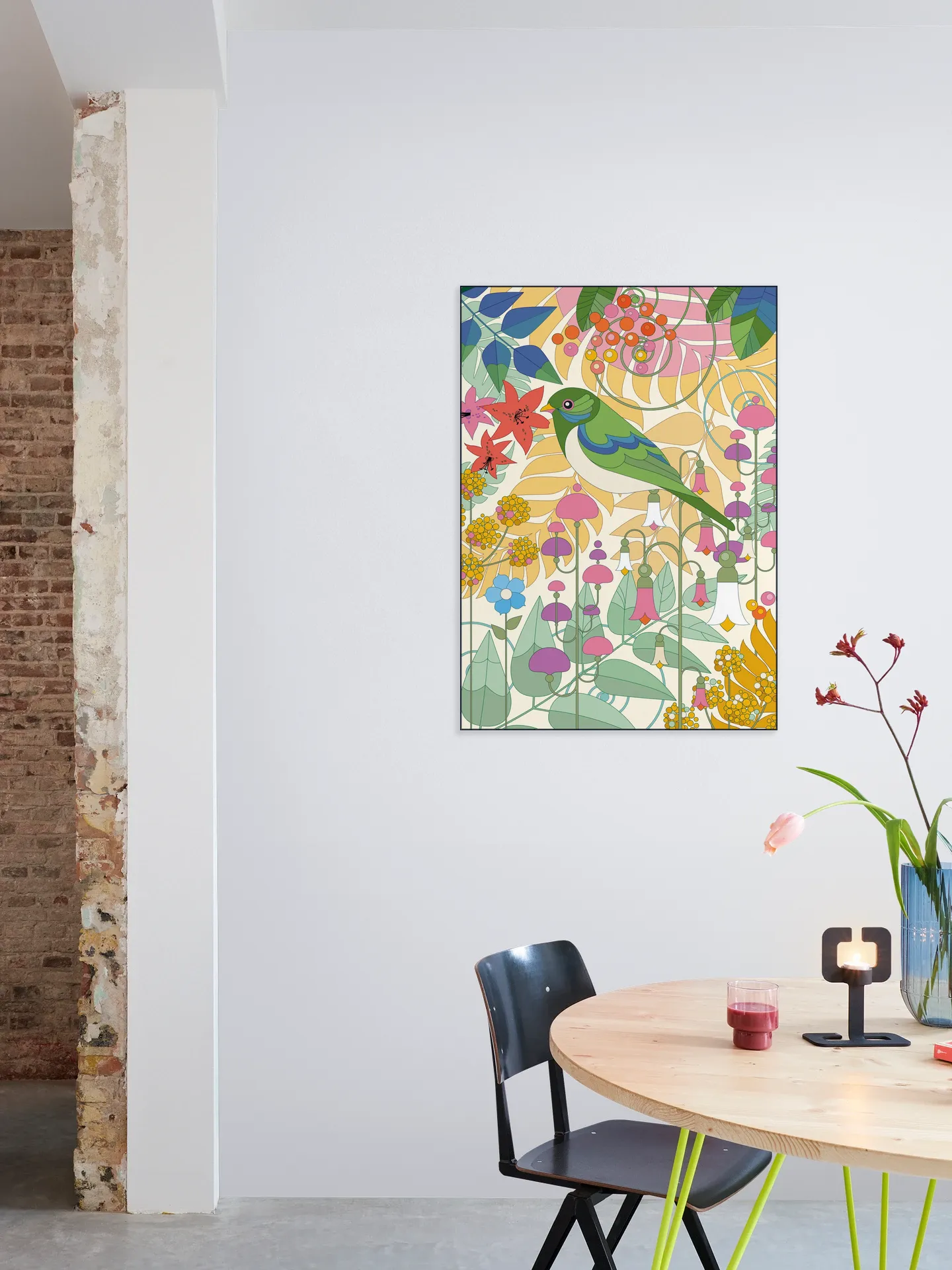 Evening Bird with Flowers