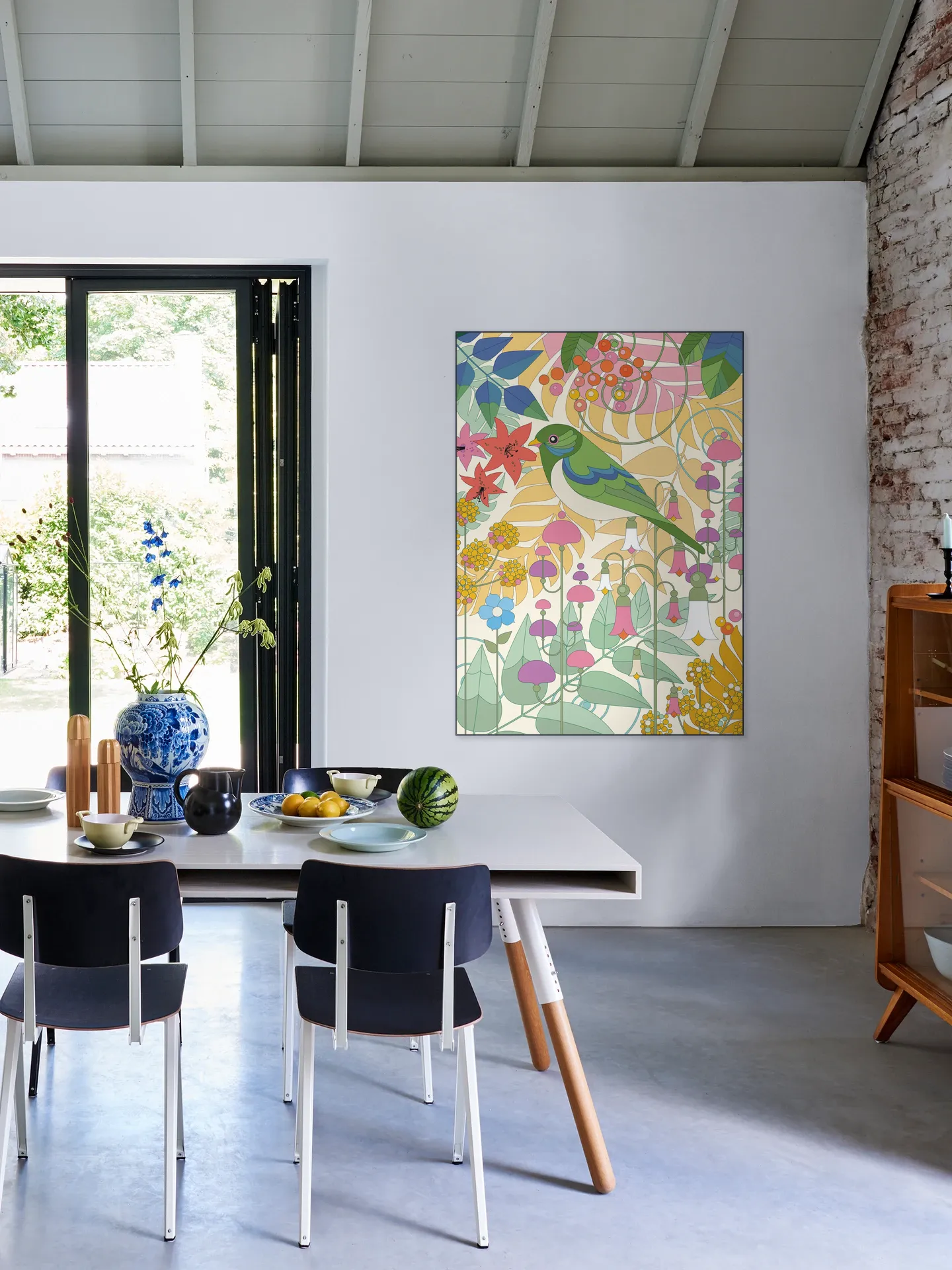 Evening Bird with Flowers
