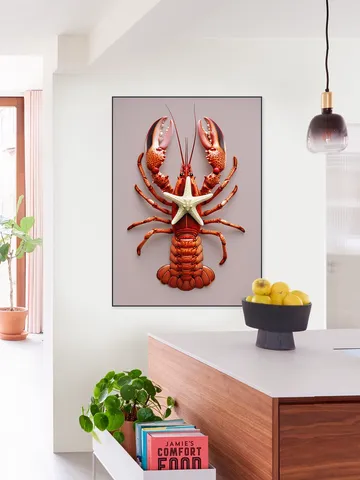 Red Lobster with Starfish - Pastel Pink