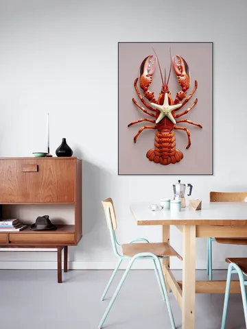 Red Lobster with Starfish - Pastel Pink