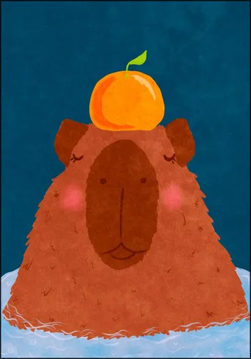 Capybara With Orange