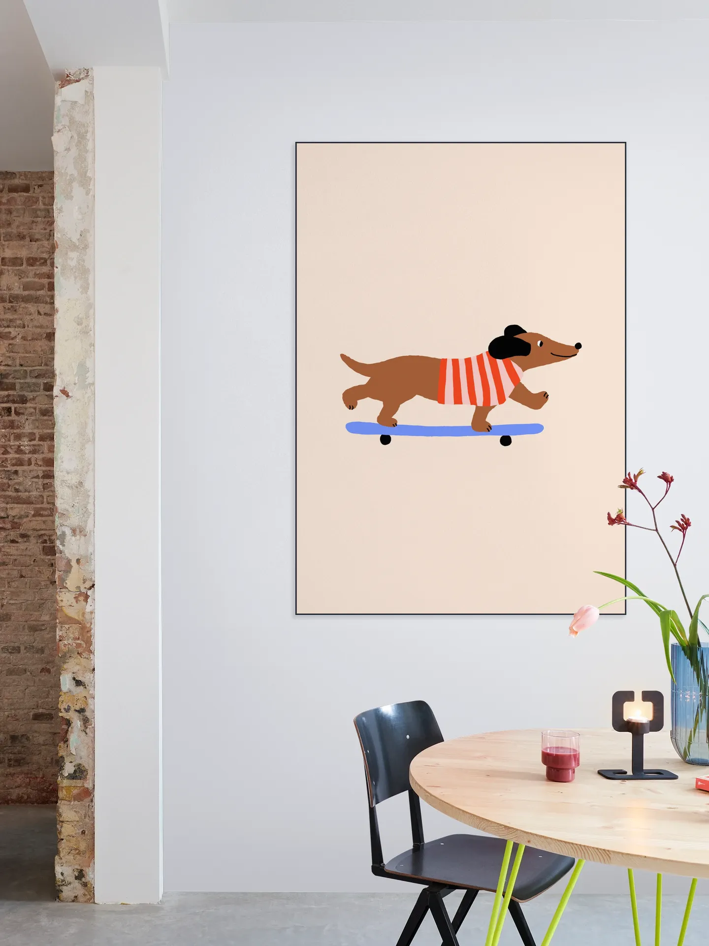 Dachshund on Skateboard