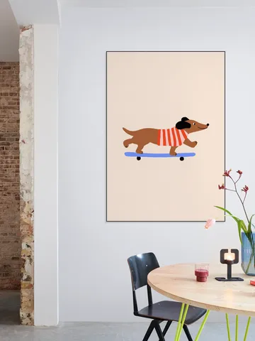 Dachshund on Skateboard