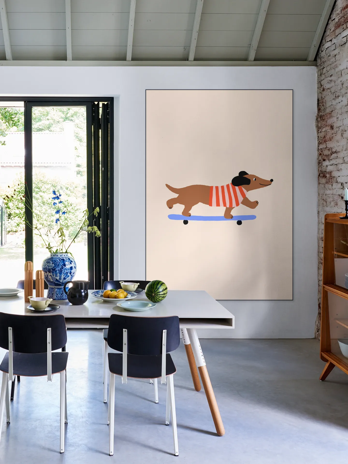 Dachshund on Skateboard