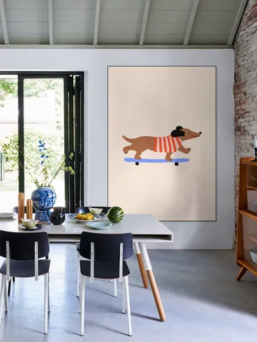 Dachshund on Skateboard